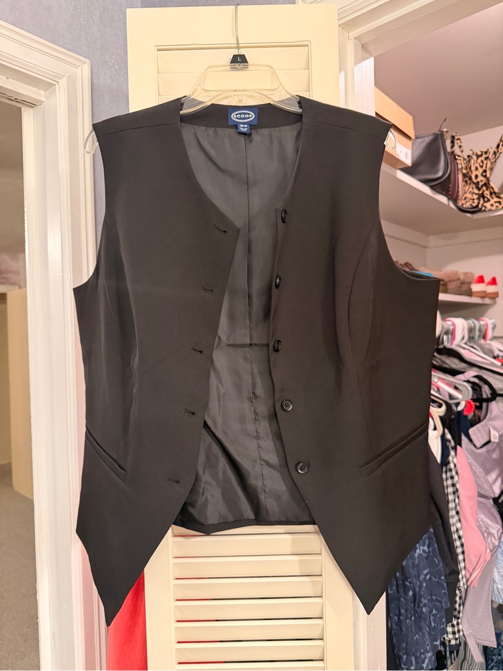 Scoop Black Sleeveless Button Vest